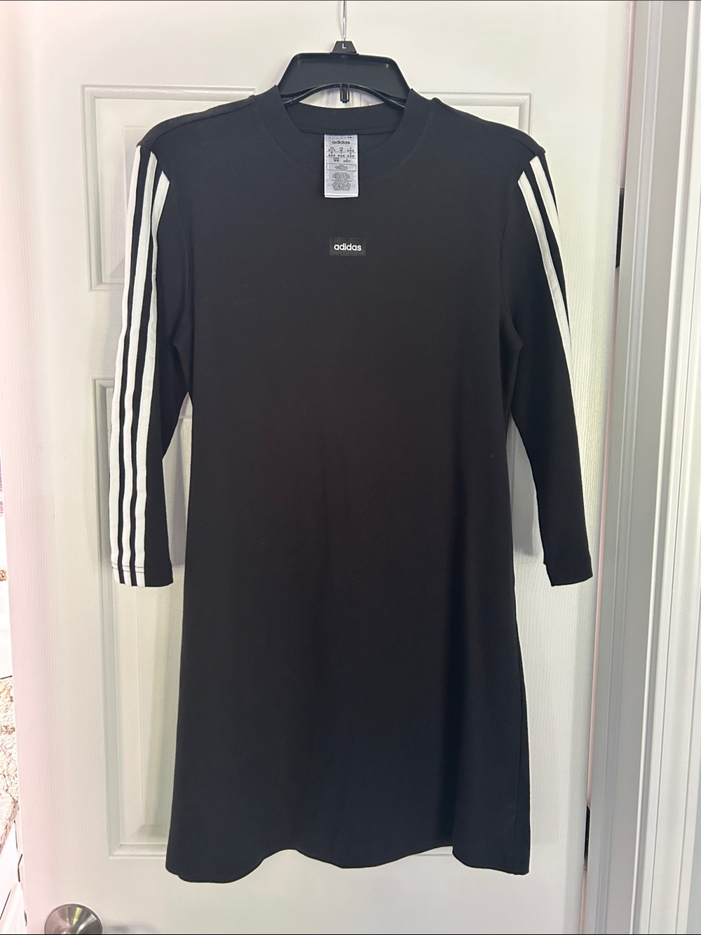 adidas Black Dress with White Three-Stripe Sleeves